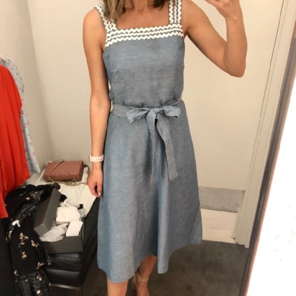 🆕👗 Wavy Trim Chambray Midi Dress ANN TAYLOR - Picture 12 of 12